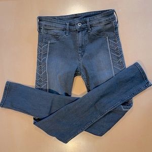 Embroidered dark grey jeans